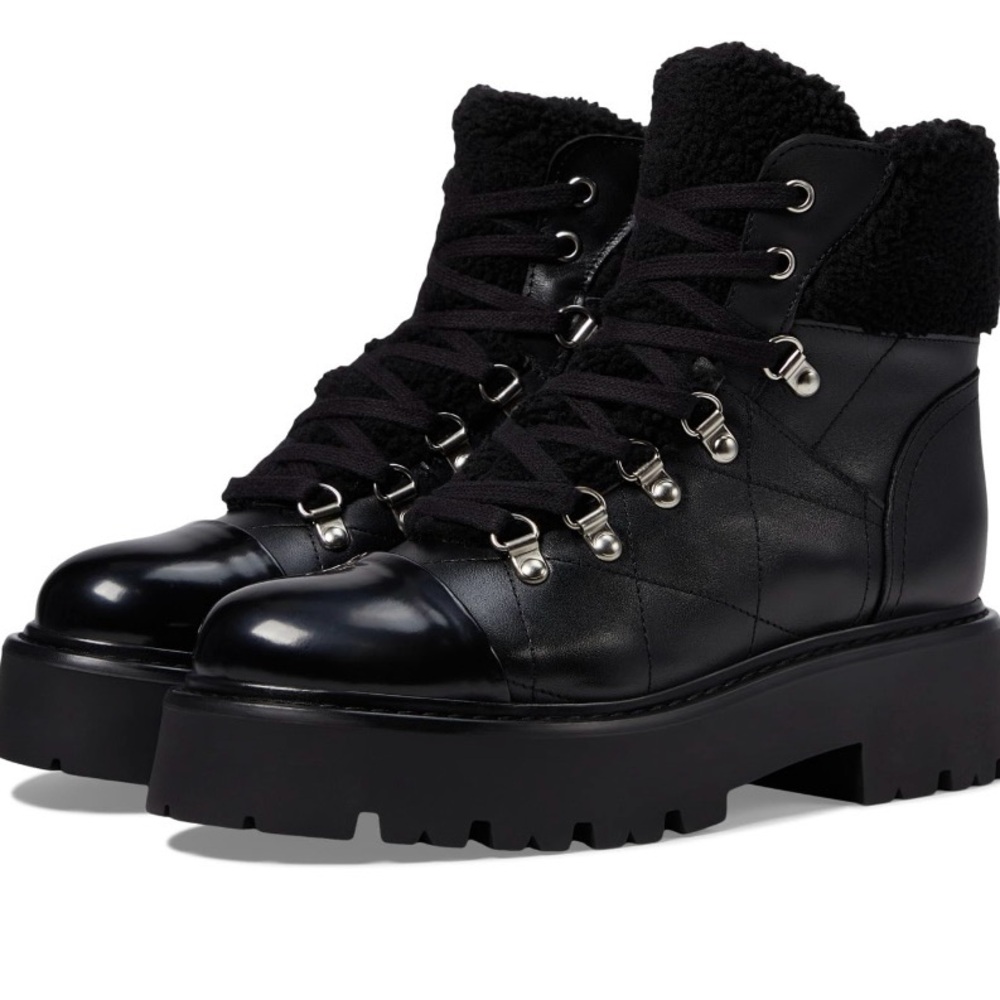 Black Lace Up Comfy Combat Boots Platform